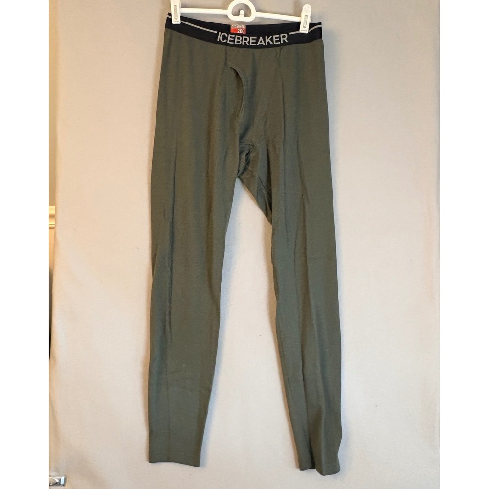 Icebreaker Merino 260 Mens Base Layer Leggings Gray Wool Thermal Pants Large